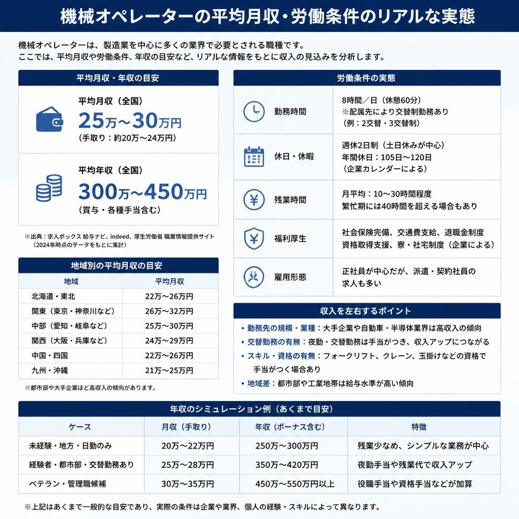 実際の月収と労働条件は？