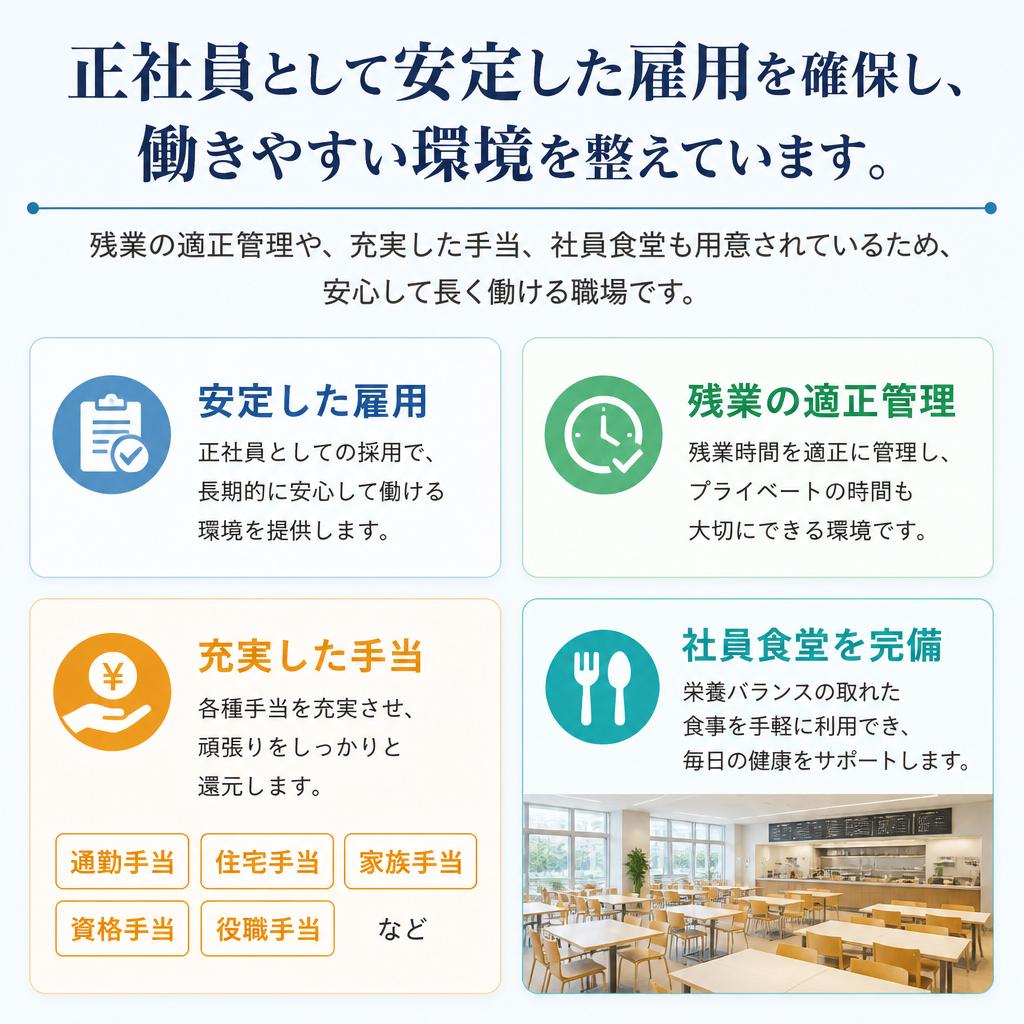安定した雇用形態と福利厚生