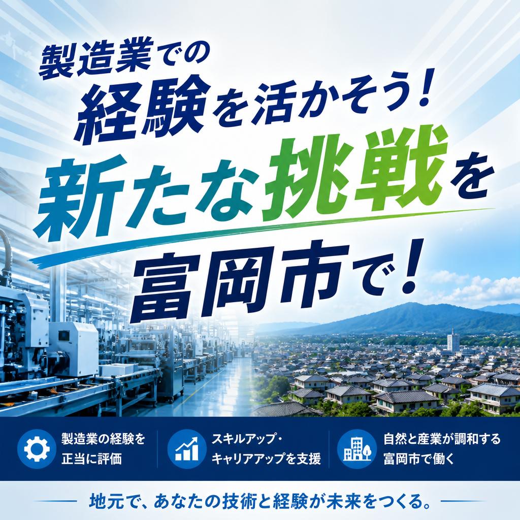 製造業での経験を活かそう！新たな挑戦を富岡市で！