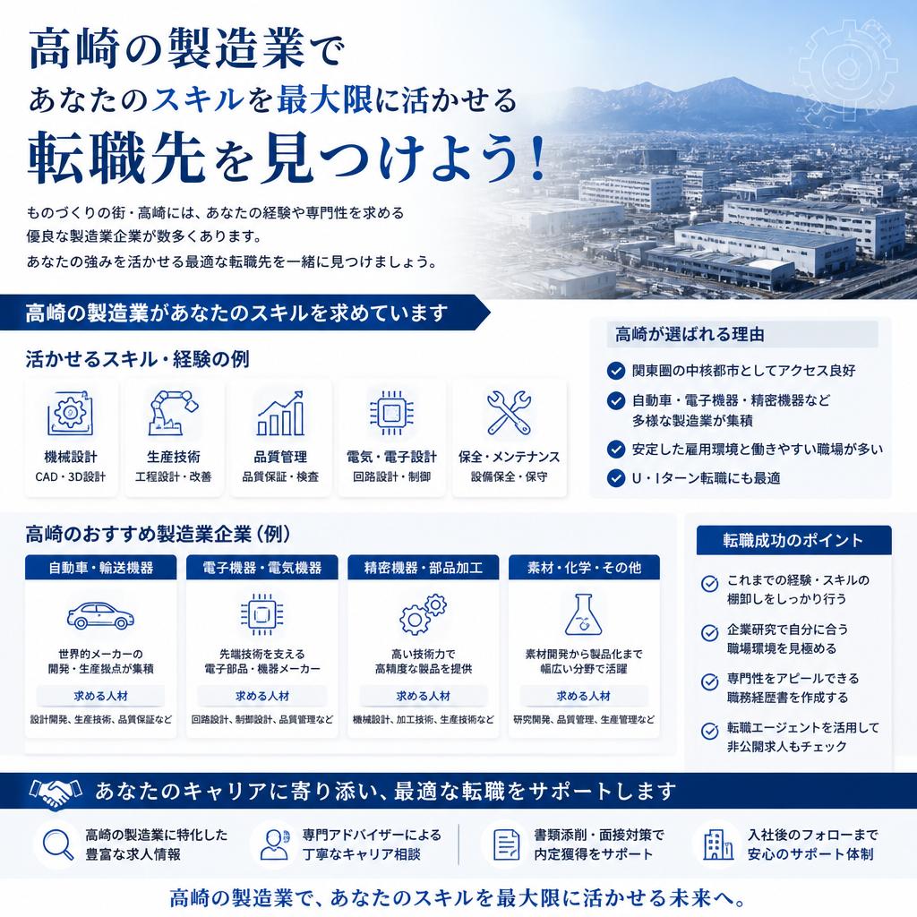 高崎の製造業であなたのスキルを最大限に活かせる転職先を見つけよう！