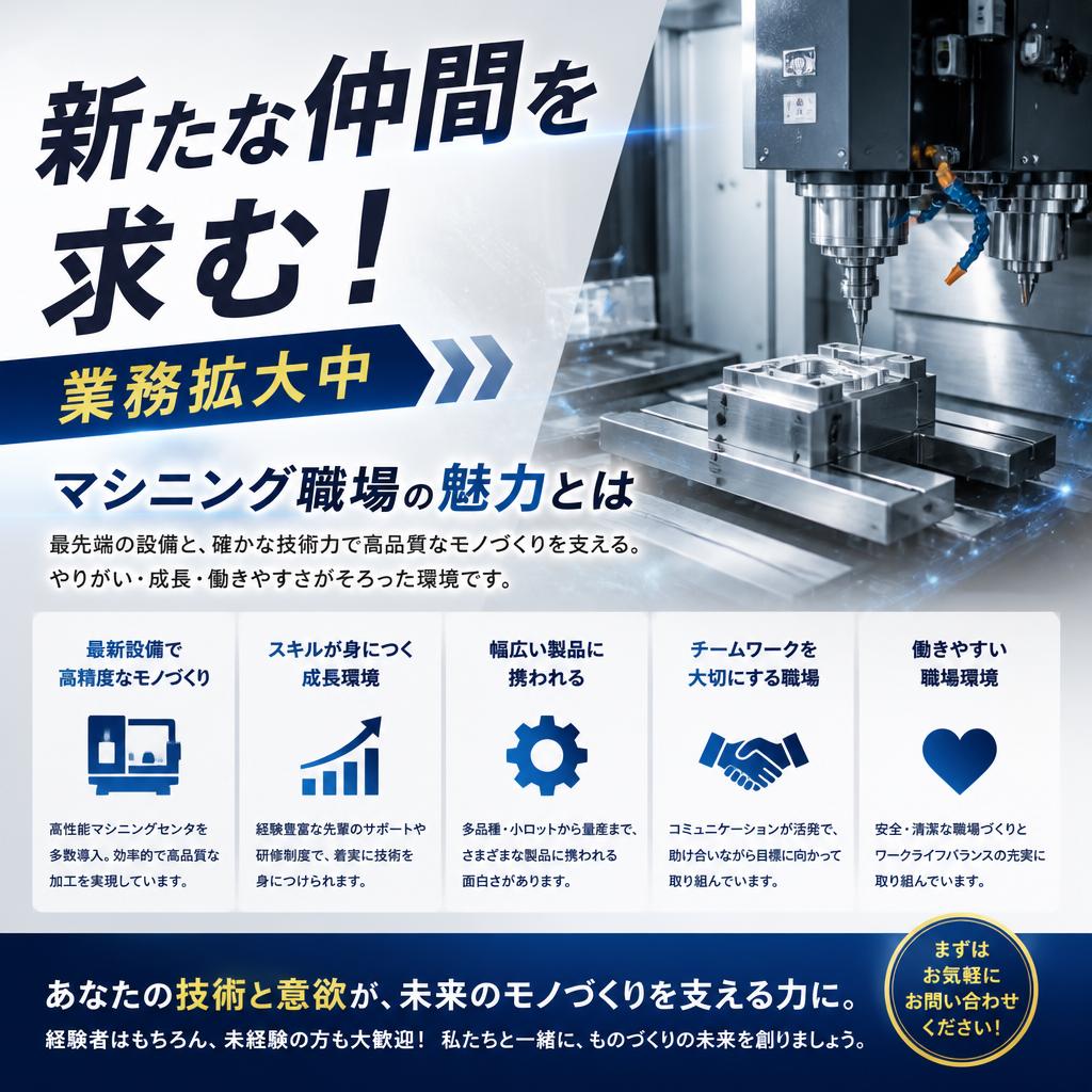 新たな仲間を求む！業務拡大中のマシニング職場の魅力とは