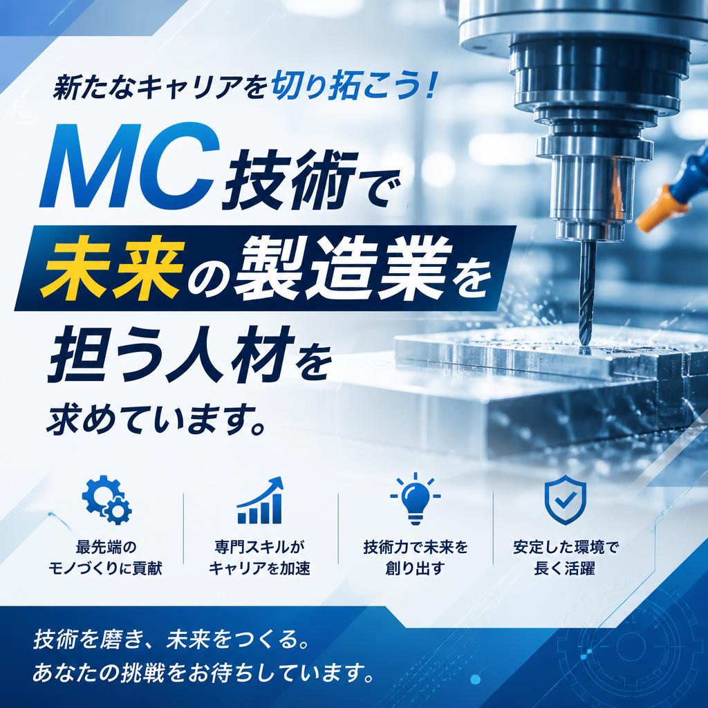 新たなキャリアを切り拓こう！MC技術で未来の製造業を担う人材を求めています。