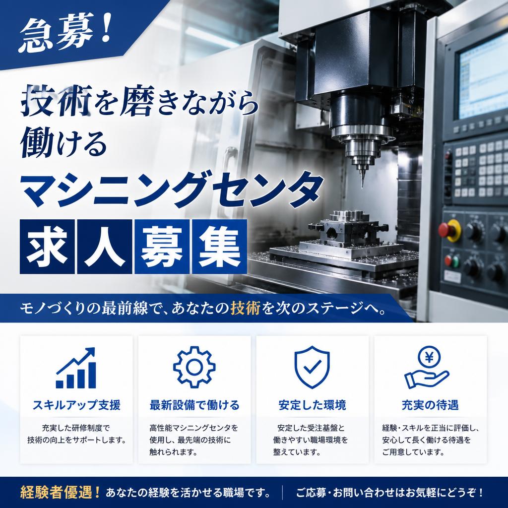 急募！技術を磨きながら働けるマシニングセンタ求人