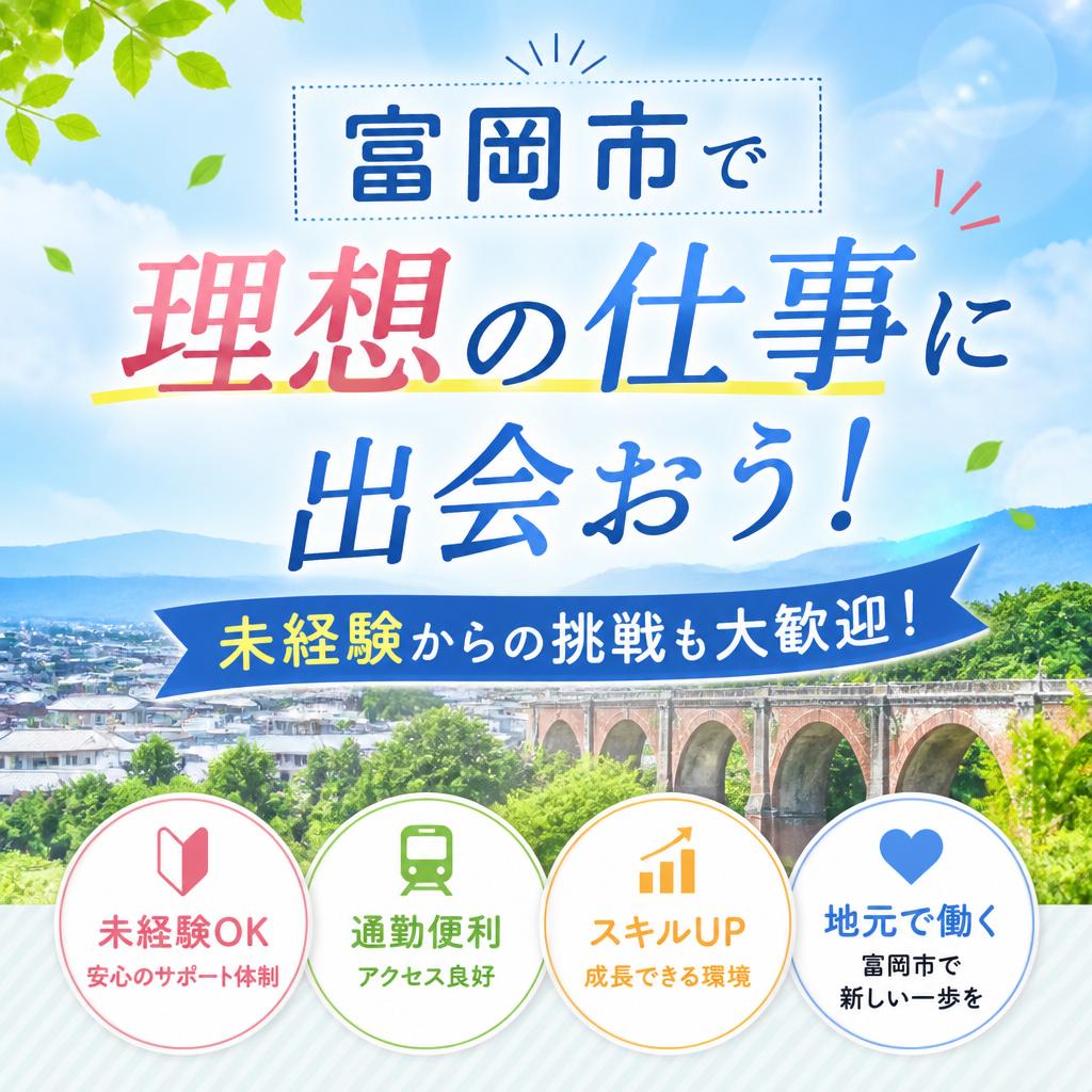 富岡市で理想の仕事に出会おう！未経験からの挑戦も大歓迎！