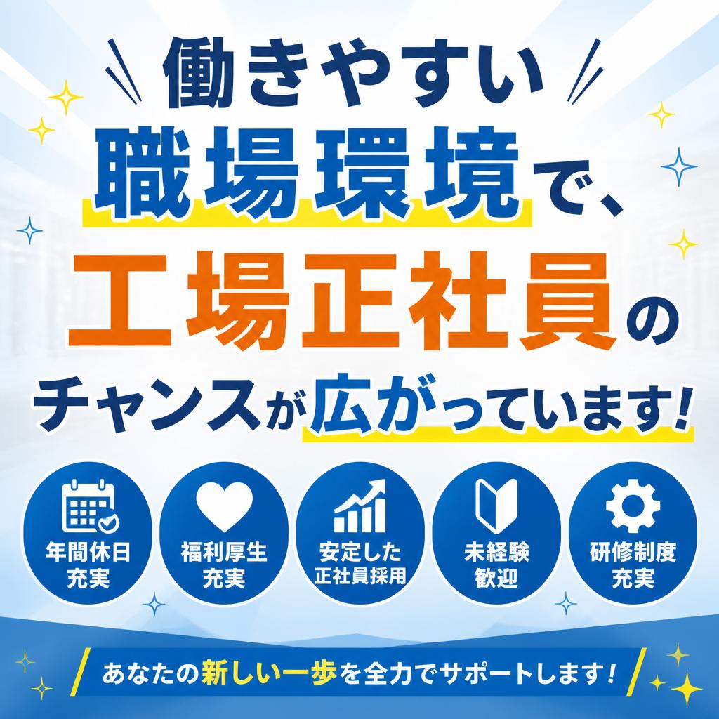 働きやすい職場環境で、工場正社員のチャンスが広がっています！